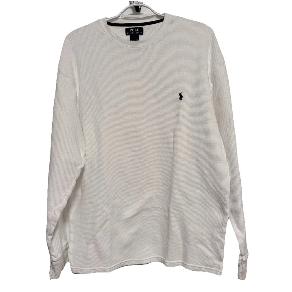 Polo Ralph Lauren Waffle Thermal Shirt Mens 2XL White Long Sleeve Crew Knit Pony